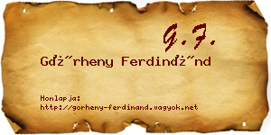 Görheny Ferdinánd névjegykártya
